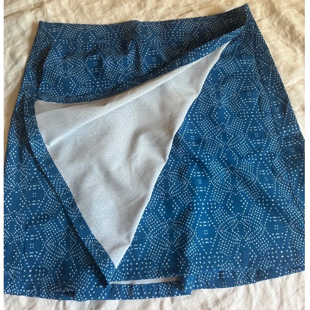 RipSkirt Hawaii Wrap Skirt Womens Large Blue‎ White Medallion Quick Dry Athletic